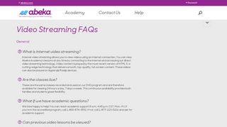 
                            5. Video Streaming FAQs - Abeka | Dashboard