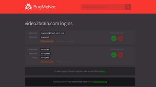 
                            8. video2brain.com passwords - BugMeNot