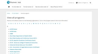 
                            6. View all programs :: Pearson VUE