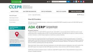 
                            7. View Dental CE Providers - American Dental Association