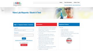 
                            5. View Lab Reports / Book A Test - SRL