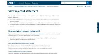 
                            3. View my card statement | ANZ Internet Banking help