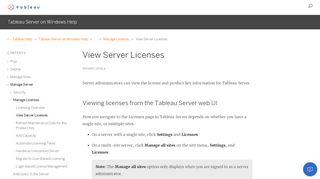 
                            9. View Server Licenses - Tableau