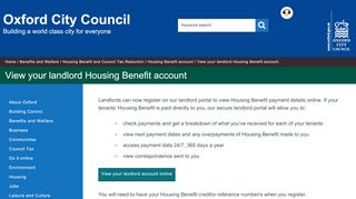 
                            6. View your landlord Housing Benefit account - Oxford City Council