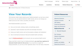 
                            4. View Your Records | Adventist Health Castle