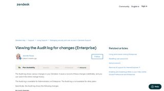 
                            3. Viewing the Audit log for changes (Enterprise) – Zendesk help