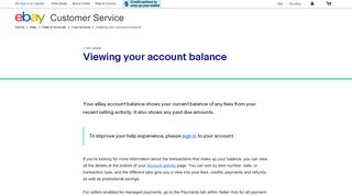 
                            4. Viewing your account balance | eBay