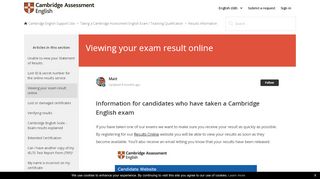 
                            8. Viewing your exam result online - support.cambridgeenglish.org