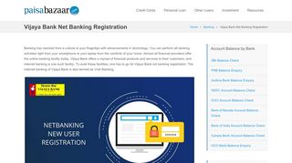 
                            7. Vijaya Bank Net Banking Registration - Paisabazaar.com