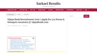 
                            6. Vijaya Bank Recruitment 2019 | Apply for 421 Peons ...