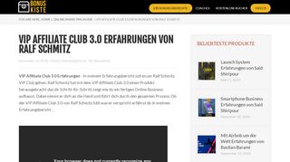 
                            4. VIP Affiliate Club 3.0 Erfahrungen von Ralf Schmitz - Bonuskiste