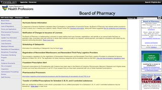 
                            9. Virginia Board of Pharmacy - Home