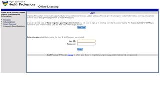 
                            2. Virginia - DHP Online Licensing