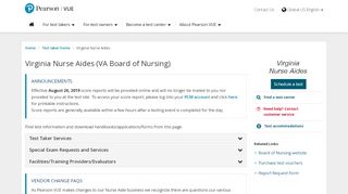 
                            5. Virginia Nurse Aides (VA Board of Nursing) - Pearson VUE