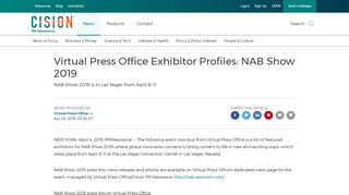 
                            8. Virtual Press Office Exhibitor Profiles: NAB Show 2019