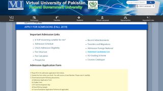 
                            9. Virtual University of Pakistan - Online Admission Form