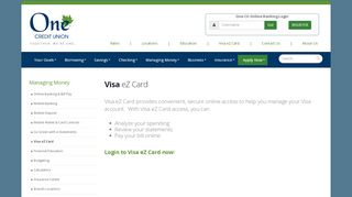 
                            5. Visa eZ Card One Credit Union - onecu.org