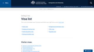 
                            10. Visa list - immi.homeaffairs.gov.au