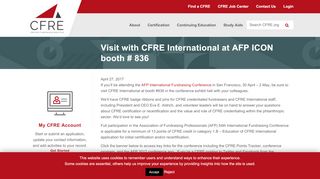 
                            7. Visit with CFRE International at AFP ICON booth # 836 - CFRE ...