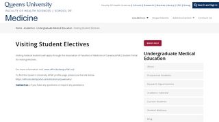 
                            4. Visiting Student Electives | School of Medicine | Queen's University