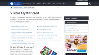 
                            2. Visitor Oyster card - Transport for London