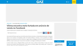 
                            7. Vítima encontra moto furtada em anúncio de venda no Facebook - Gaz