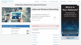 
                            2. vividwireless Default Router Login and Password - Clean CSS
