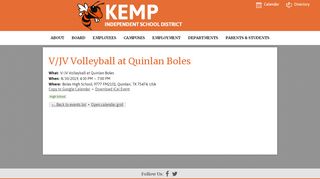 
                            9. V/JV Volleyball at Quinlan Boles | Kemp ISD