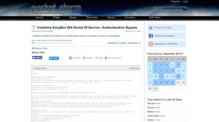 
                            2. Vodafone EasyBox 804 Denial Of Service / Authentication ...