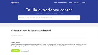 
                            9. Vodafone - How do I contact Vodafone?: 000003393 - Taulia Support