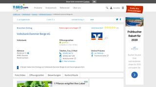 
                            8. Volksbank Dammer Berge | Öffnungszeiten | Telefon | Adresse