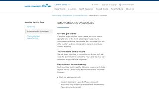 
                            2. Volunteer Services Information for Volunteers - Kaiser ...
