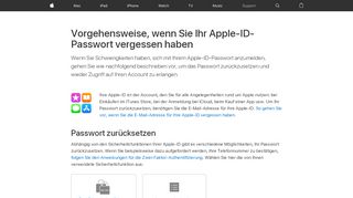 
                            2. Vorgehensweise, wenn Sie Ihr Apple-ID-Passwort vergessen ...