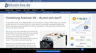 
                            1. Vorstellung Antminer S9 - #Lohnt sich das?! - bitcoin-live.de