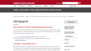 
                            3. VSU Email/ ID - Valdosta State University