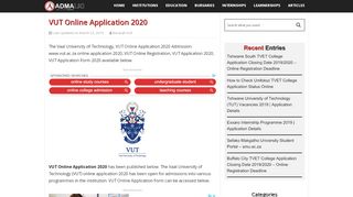 
                            8. VUT Online Application 2020 - Admalic South Africa