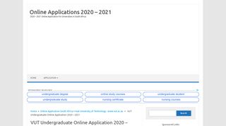 
                            9. VUT Undergraduate Online Application 2019 – 2020