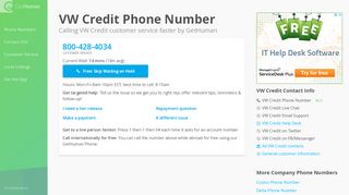 
                            11. VW Credit Phone Number 800-428-4034: Shortcuts & Tips - GetHuman