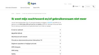 
                            7. Wachtwoord of gebruikersnaam vergeten | KPN