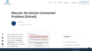 
                            4. Wacom: No Device Connected Problem [Solved] - Driver Easy