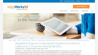 
                            5. WageWorks Acquires Crosby Benefit Systems to Further Its ...