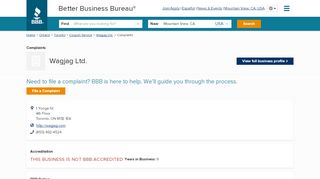 
                            4. Wagjag Ltd. | Complaints | Better Business Bureau® Profile