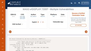 
                            7. WAGO e!DISPLAY 7300T - Multiple Vulnerabilities - PHP ...