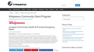 
                            5. Walgreens Community Grant Program – First Responder Grants