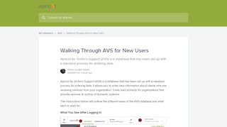 
                            4. Walking Through AVS for New Users | Apricot Articles