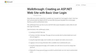 
                            1. Walkthrough: Creating an ASP.NET Web Site with Basic User Login