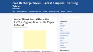 
                            9. Wallet2Bank Loot Offer – Get Rs.25 as Signup Bonus + Rs.10 ...