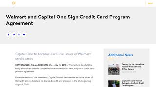 
                            3. Walmart and Capital One Sign Credit Card Program Agreement