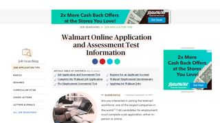 
                            2. Walmart Online Job Application and Assessment Test Information