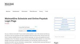 
                            4. WalmartOne Schedule and Online Paystub Login Page - Wick Geek